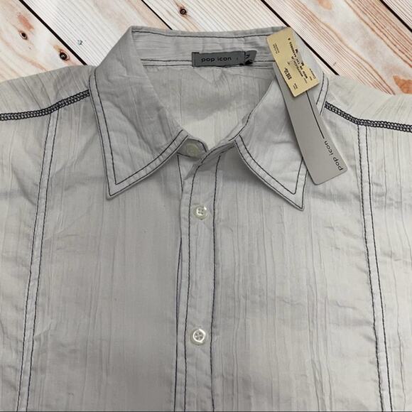 POP ICON Mens Medium White Button Down Shirt - Picture 2 of 3